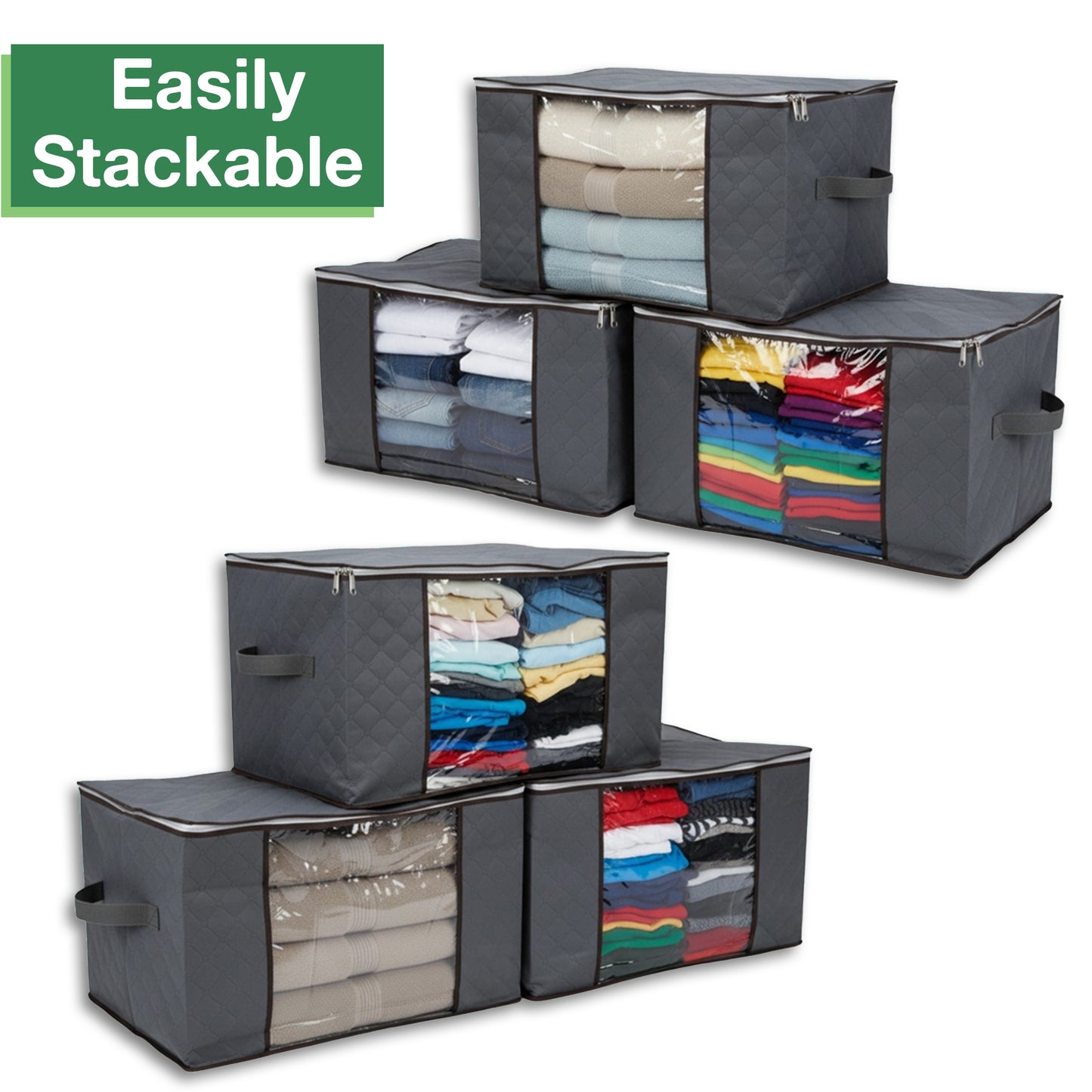 6 Pack Large Clothes Storage Bags with Zips