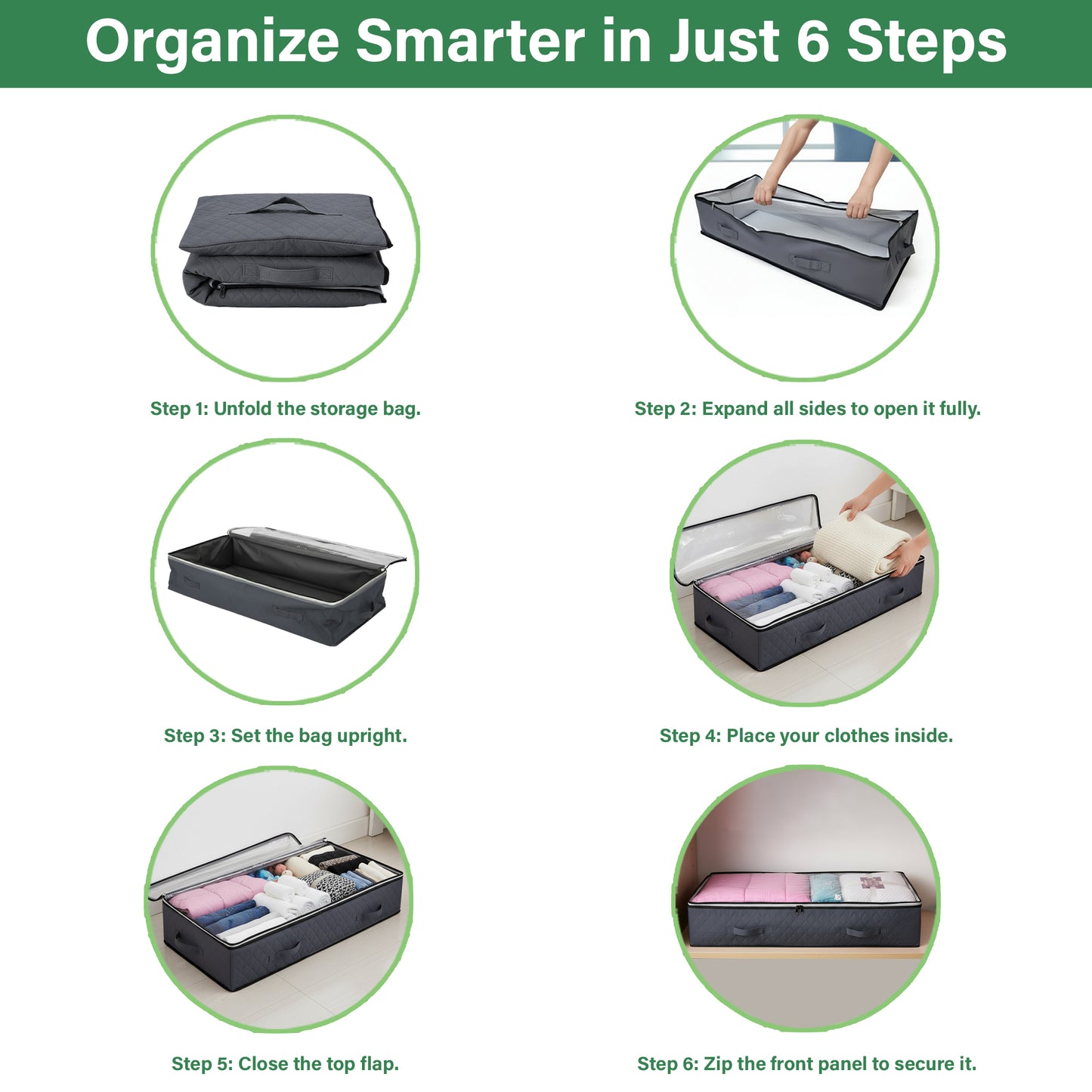 4 Pack 90L Under Bed Storage Bags