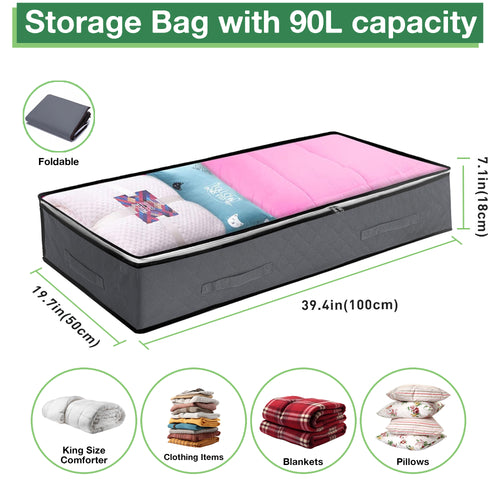 4 Pack 90L Under Bed Storage Bags