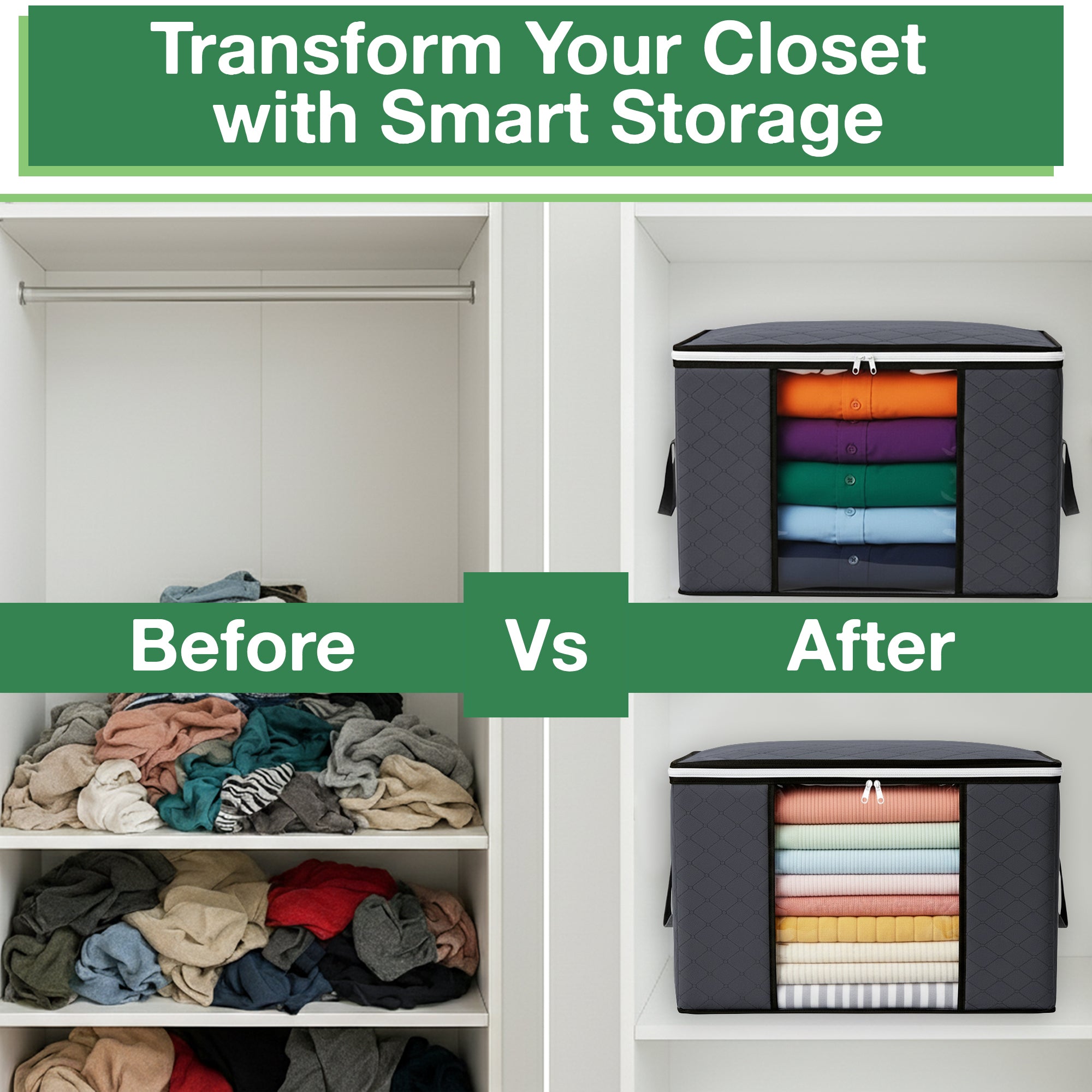 6 Pack Large Clothes Storage Bags with Zips