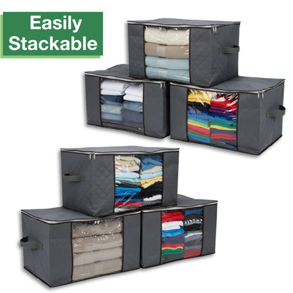 6 Pack Large Clothes Storage Bags with Zips