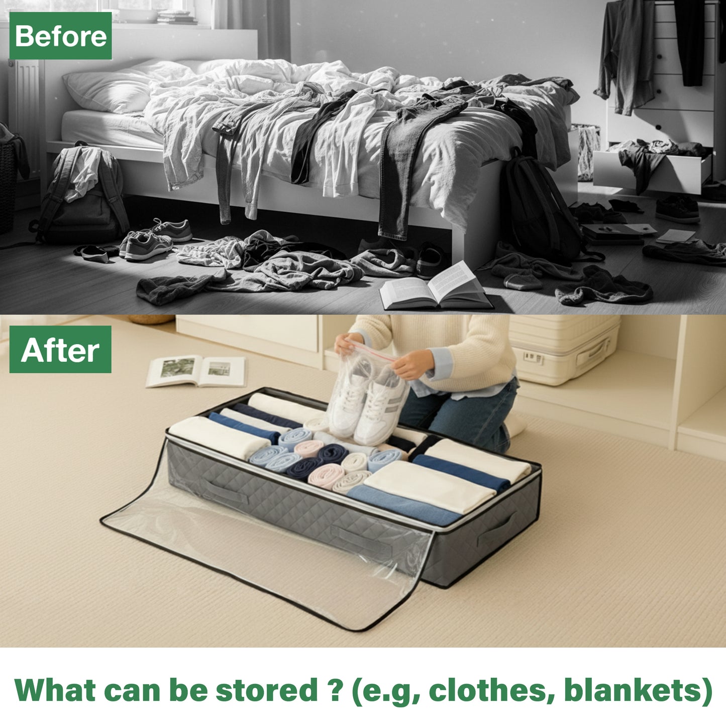 4 Pack 90L Under Bed Storage Bags