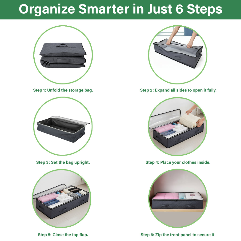 4 Pack 90L Under Bed Storage Bags